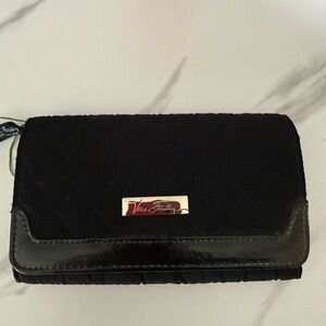 Vera Bradley Black Quilted Wallet with Glossy Accents